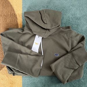 Brand New Maison Kitsuné Khaki Grey Hoodie